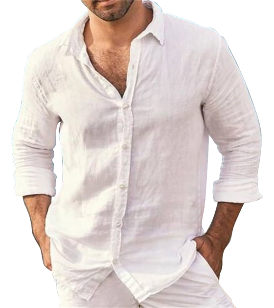 男竹节麻翻领长袖衬衫-LTM100294 - 竹节麻-120g/S